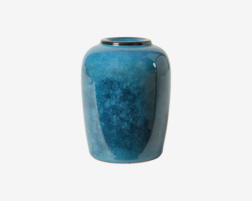 Vase Oval Blå H.12 cm Vase Oval Blå H.12 cm