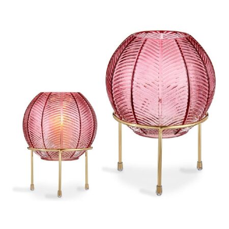 Vase Pink Krogla Metal Glas (14,5 x 19,5 x 14,5 cm)