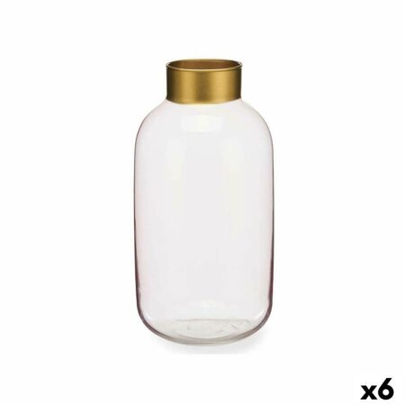 Vase - Pink/gylden glas, 14,5 × 29,5 × 14,5 cm (6 stk.)