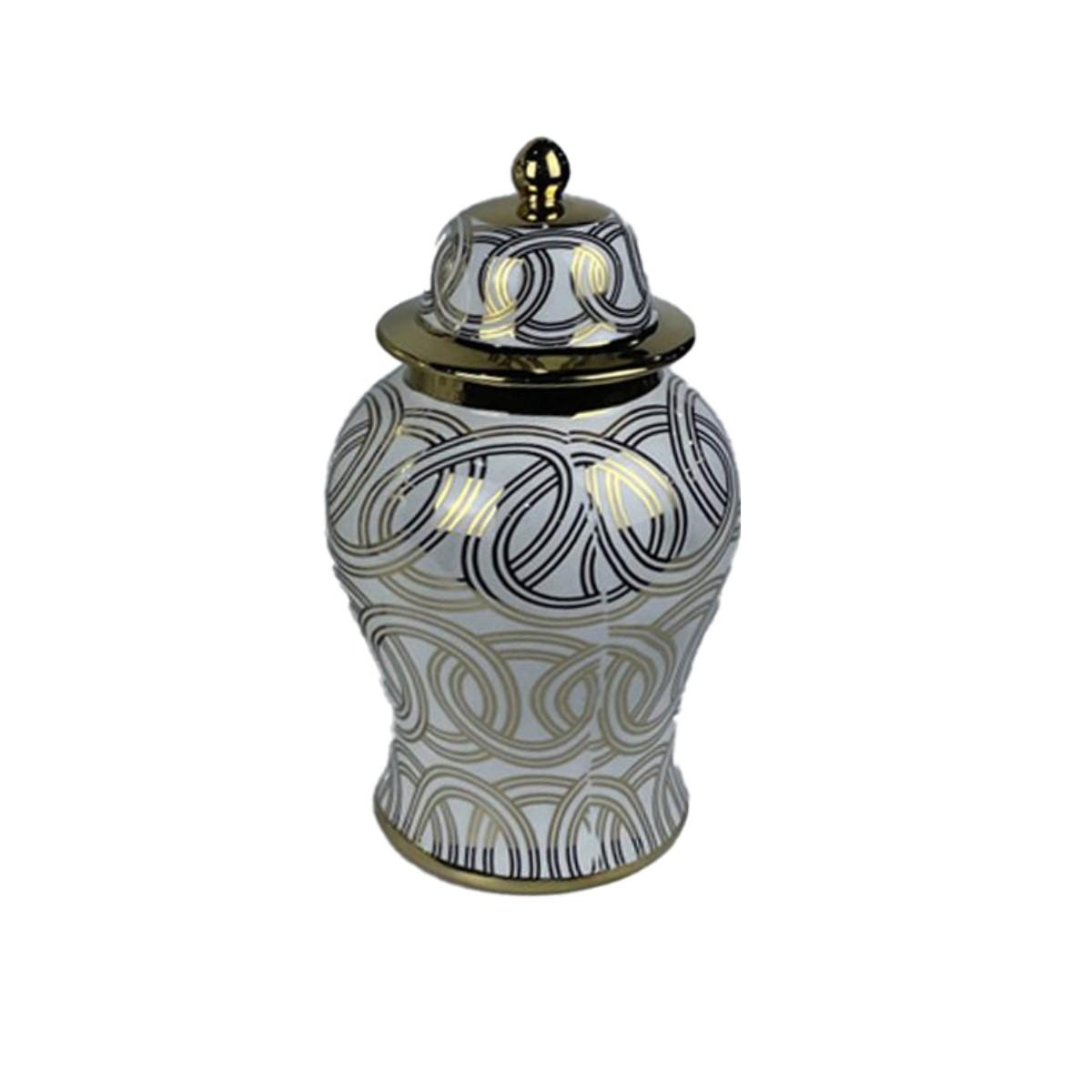 Vase Porcelæn Gylden Hvid Orientalsk (17 x 17 x 31 cm) Vase Porcelæn Gylden Hvid Orientalsk (17 x 17 x 31 cm)
