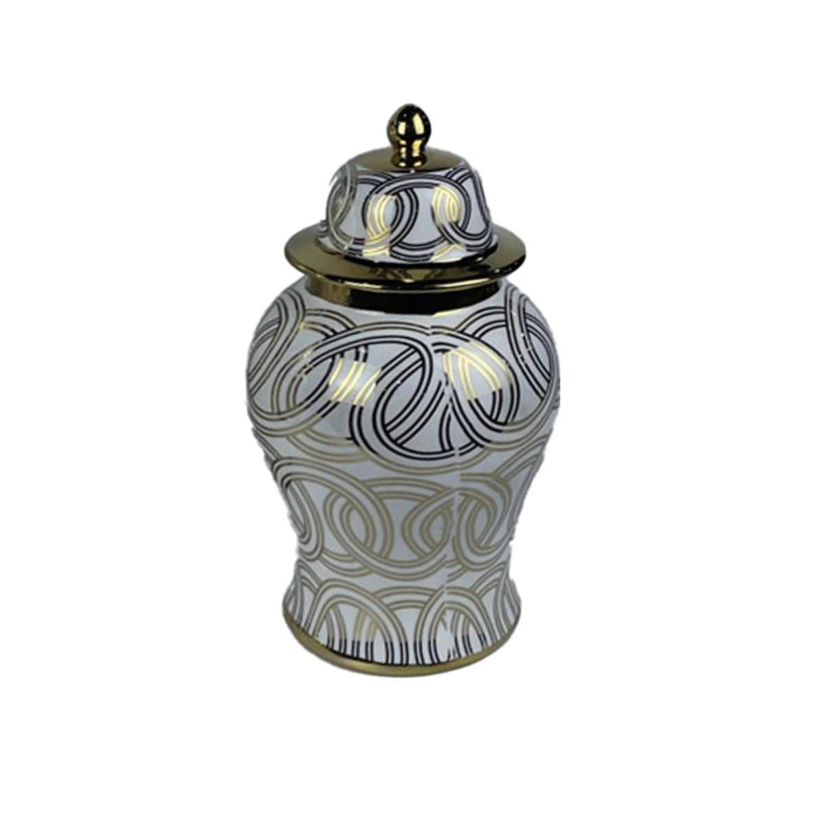 Vase Porcelæn Gylden Hvid Orientalsk (17 x 17 x 31 cm) Vase Porcelæn Gylden Hvid Orientalsk (17 x 17 x 31 cm)