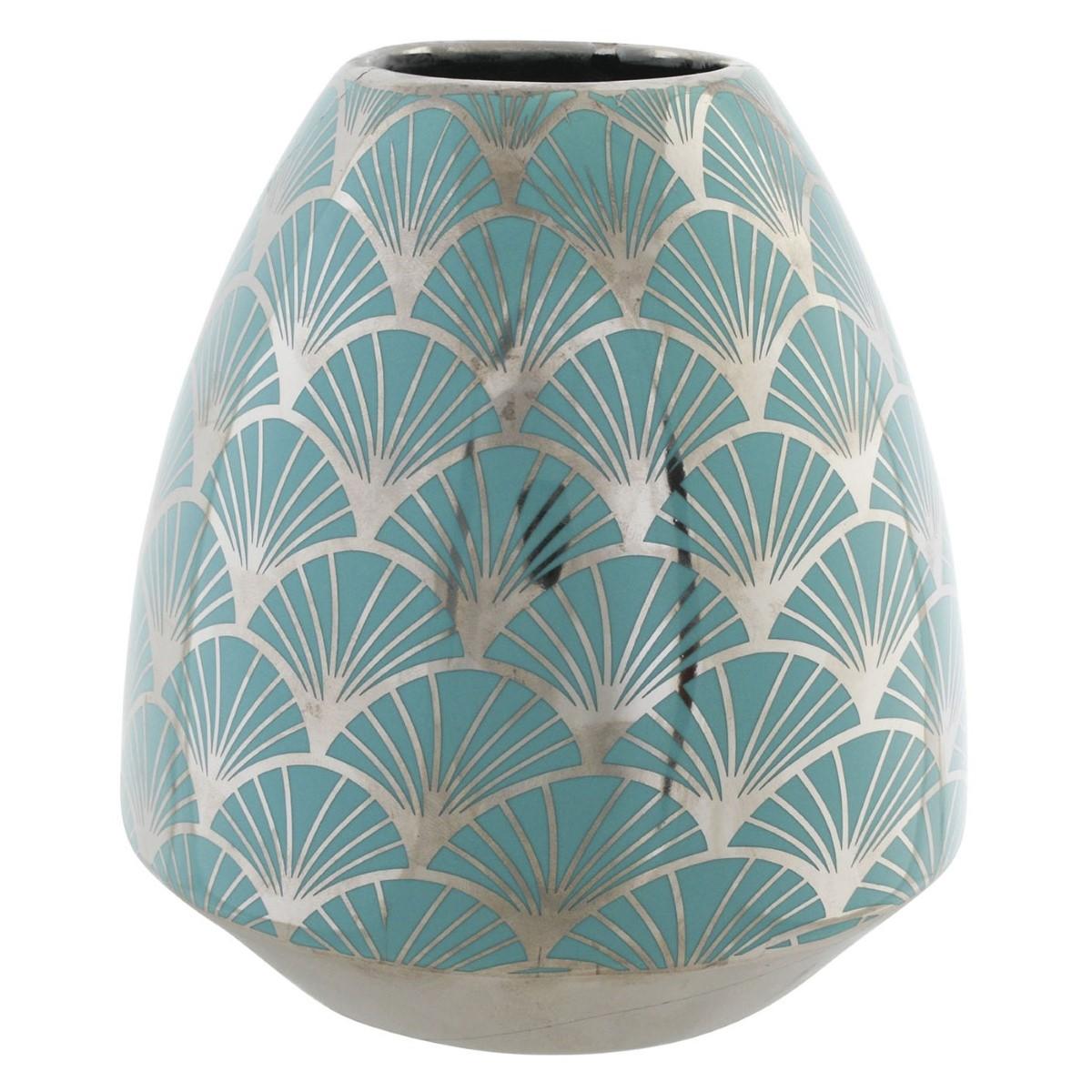 Vase Porcelæn Gylden Turkisblå Hvid Orientalsk Chromsalt 16 x 16 x 18 cm Vase Porcelæn Gylden Turkisblå Hvid Orientalsk Chromsalt 16 x 16 x 18 cm