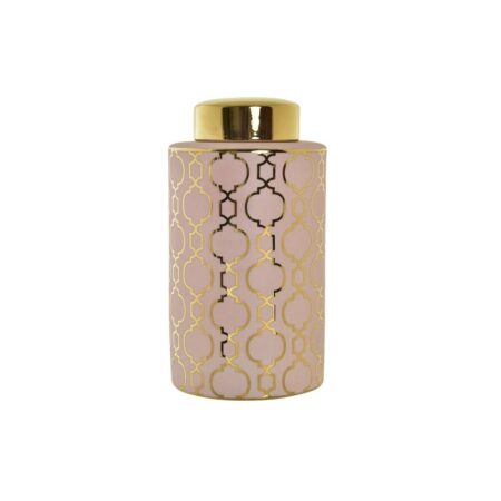 Vase Porcelæn Pink Gylden Orientalsk (17 x 17 x 32 cm)