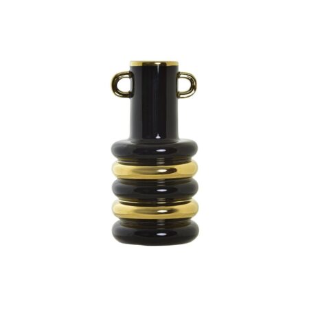 Vase Porcelæn Sort Gylden To-farvet Moderne 15 x 15 x 29 cm