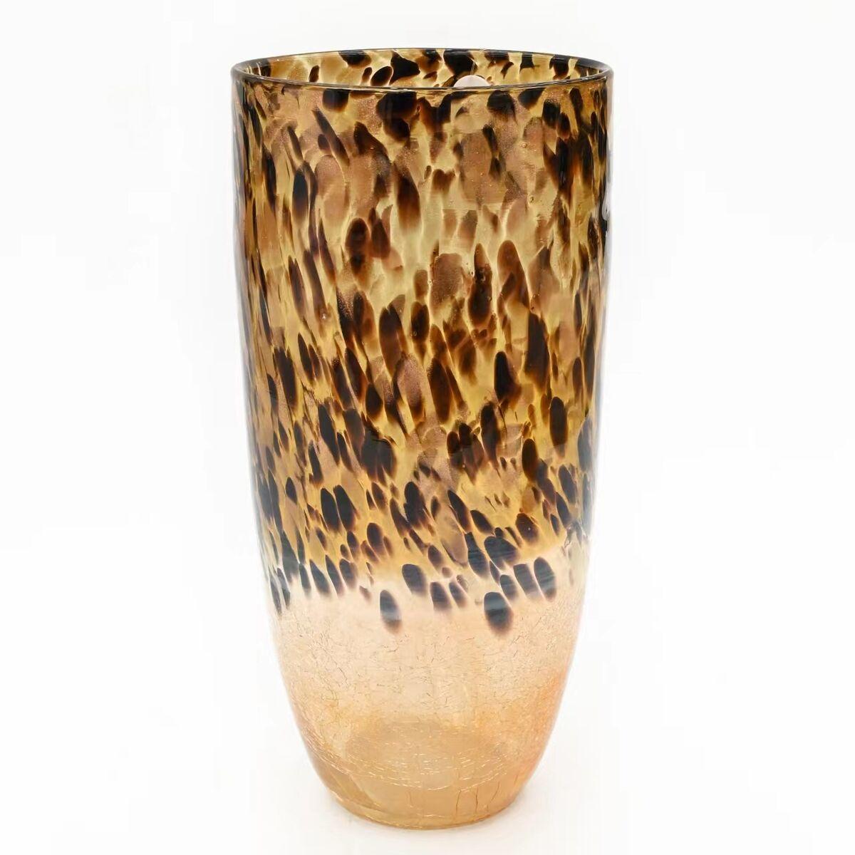 Vase Romimex Sort Gylden Glas Leopard 18 x 37 x 18 cm Vase Romimex Sort Gylden Glas Leopard 18 x 37 x 18 cm