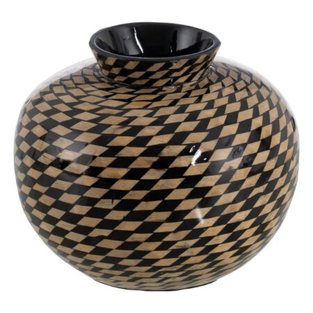 Vase Sort Beige Bambus 26 x 26 x 22 cm
