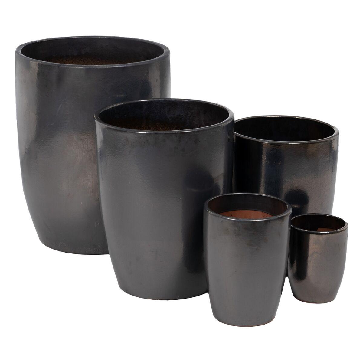 Vase Sort Keramik 56 x 56 x 70 cm (5 enheder) Vase Sort Keramik 56 x 56 x 70 cm (5 enheder)