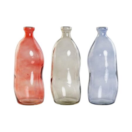 Vase Sort Rød Marineblå Hærdet glas 13 x 13 x 35 cm (3 enheder)