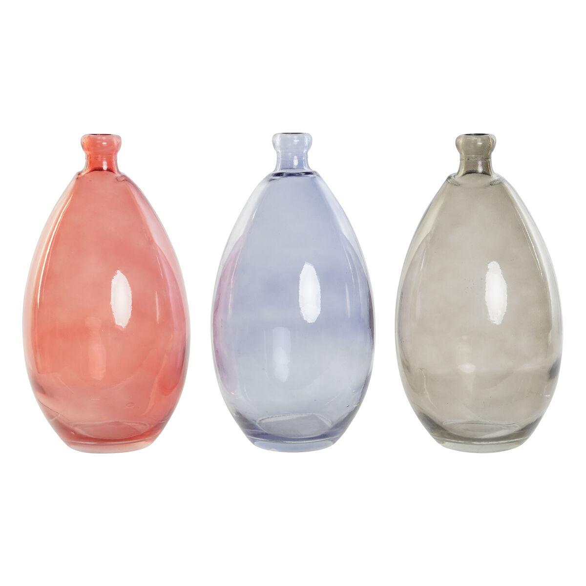 Vase Sort Rød Marineblå Hærdet glas 14 x 14 x 30 cm (3 enheder) Vase Sort Rød Marineblå Hærdet glas 14 x 14 x 30 cm (3 enheder)