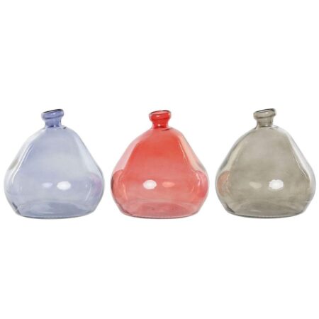 Vase Sort Rød Marineblå Hærdet glas 17 x 17 x 18 cm (3 enheder)