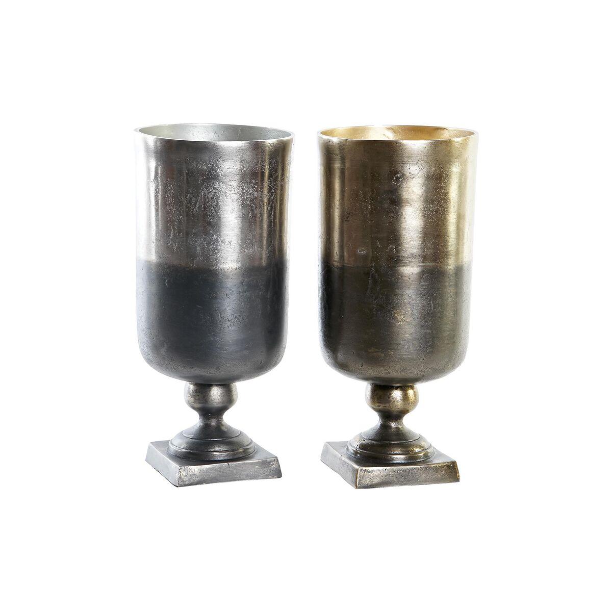 Vase To-farvet Aluminium Moderne 15 x 15 x 33 cm (2 enheder) Vase To-farvet Aluminium Moderne 15 x 15 x 33 cm (2 enheder)