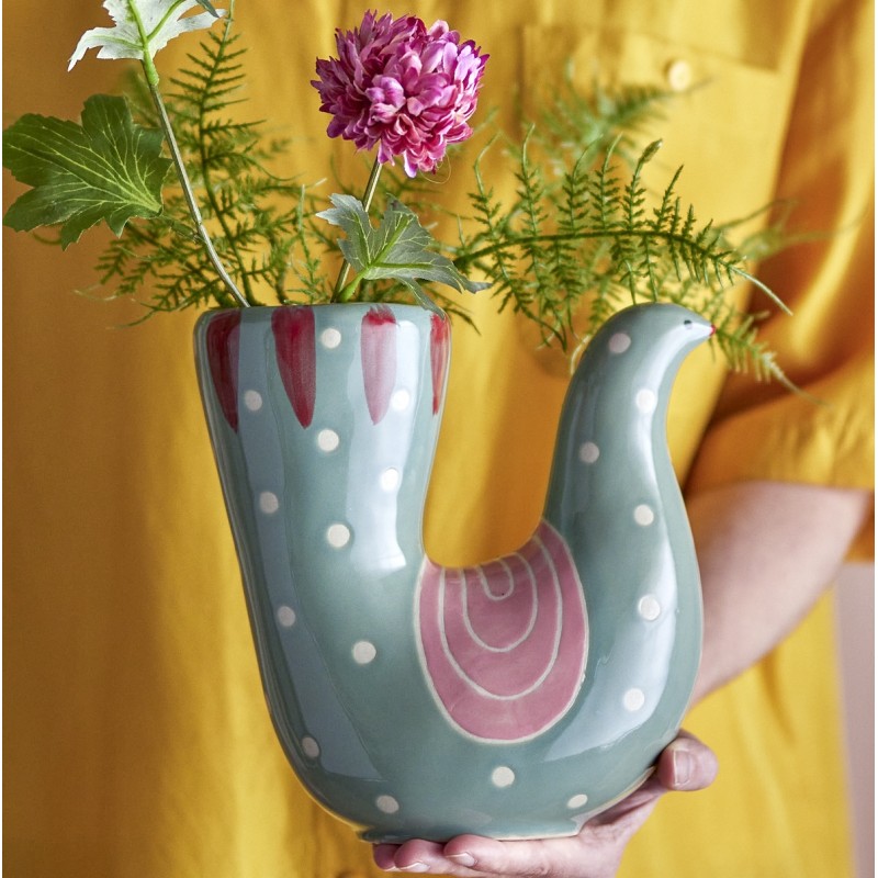Vase "Trudy" grøn fugl - Bloomingville H: 19 Vase "Trudy" grøn fugl - Bloomingville H: 19