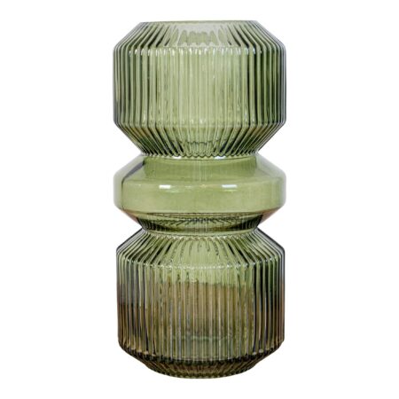 Vase - Vase, Glas, Grøn, Ø12X25 Cm