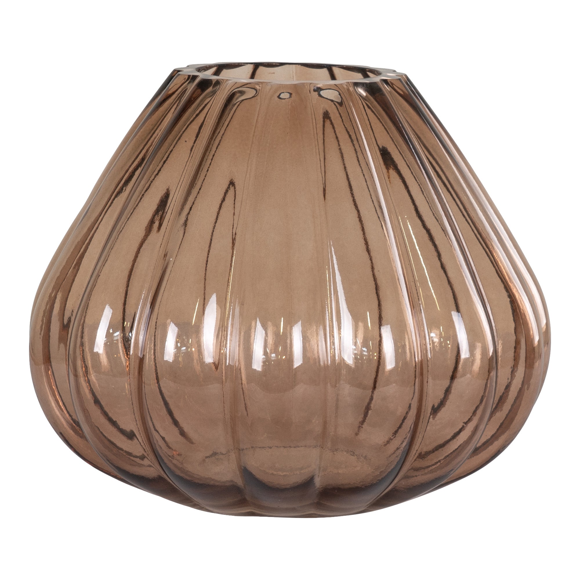 Vase - Vase I Mundblæst Glas, Brun, Ø20X16 Cm Vase - Vase I Mundblæst Glas, Brun, Ø20X16 Cm