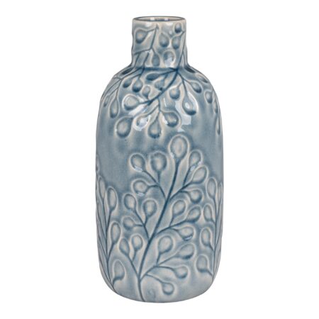 Vase - Vase, Keramik, Blå, Ø12X26 Cm