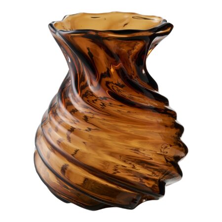 Vase - Vase, Mundblæst Glas, Smoked Brun Ø16X18,5 Cm