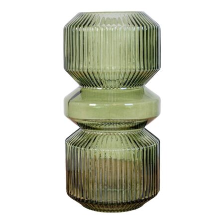 Vase - Vase, glas, grøn, ø12x25 cm - Grøn