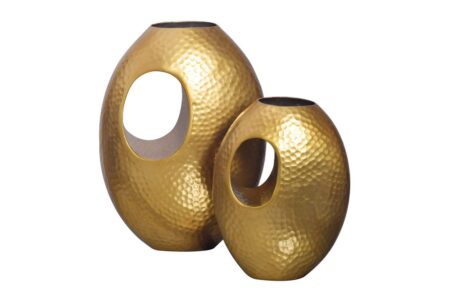 Vase Wohnling Sæt af 2 Aluminium Hammered look, moderne loftstil Guld - Guld