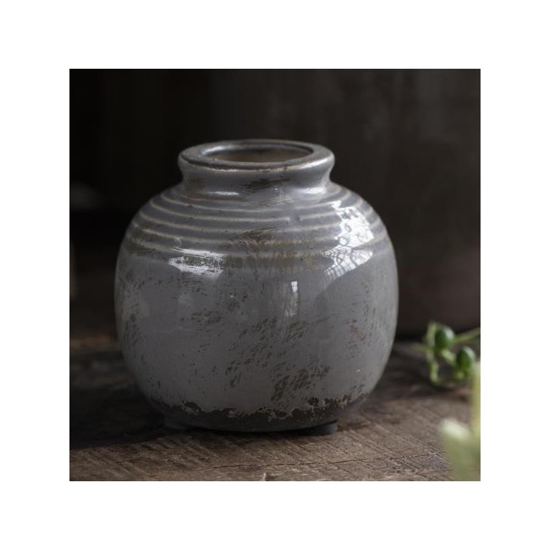 Vase "Yrsa" mini rustik m/ riller blågrå - Ib Laursen Vase "Yrsa" mini rustik m/ riller blågrå - Ib Laursen