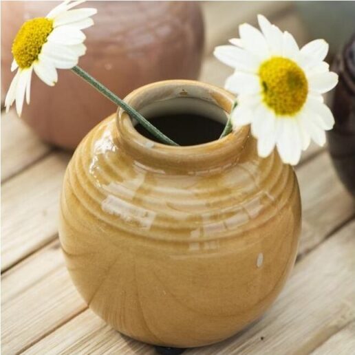 Vase “Yrsa” mini rustik m/ riller karrygul – Ib Laursen