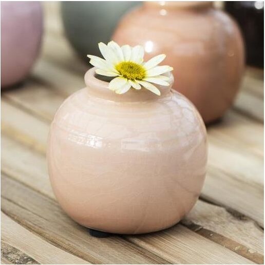 Vase “Yrsa” mini rustik m/ riller sart rosa – Ib Laursen