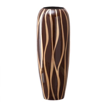 Vase Zebra Keramik Gylden Brun 18 x 18 x 48 cm