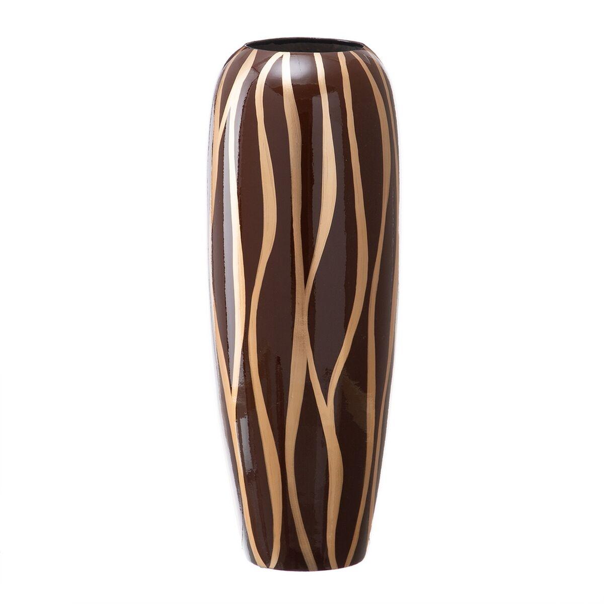 Vase Zebra Keramik Gylden Brun 18 x 18 x 48 cm Vase Zebra Keramik Gylden Brun 18 x 18 x 48 cm