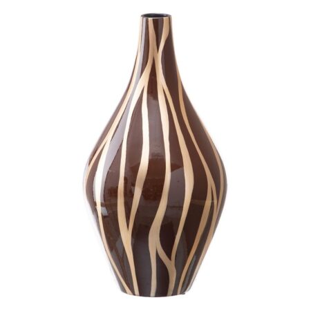 Vase Zebra Keramik Gylden Brun 23 x 23 x 43 cm