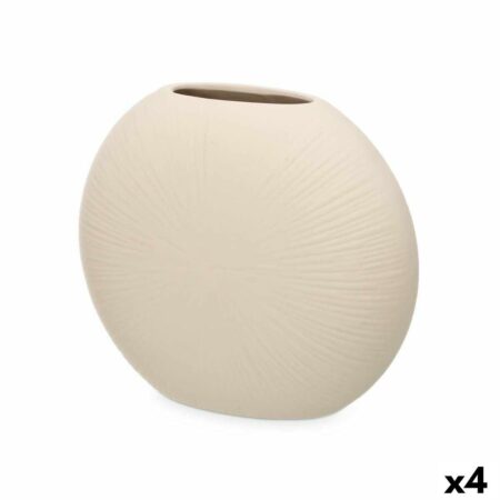 Vase - beige keramik, cirkulær, 29 × 26 × 11 cm (sæt af 4)