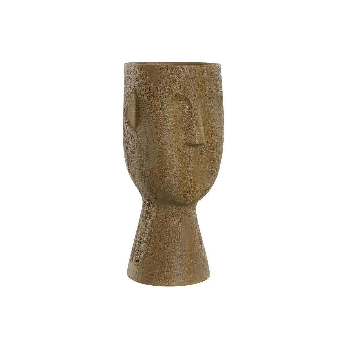 Vase - brun harpiks med ansigtsmotiv, 15 × 15 × 31 cm Vase - brun harpiks med ansigtsmotiv, 15 × 15 × 31 cm