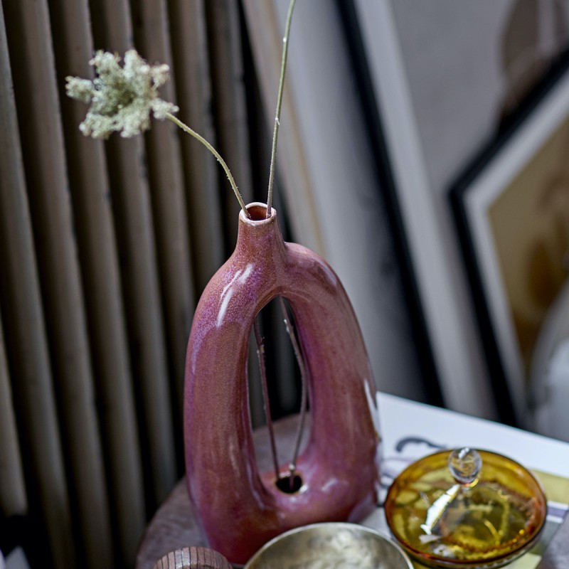 Vase / deko rosa & brun stentøj - Bloomingville - H: 24,5 Vase / deko rosa & brun stentøj - Bloomingville - H: 24,5