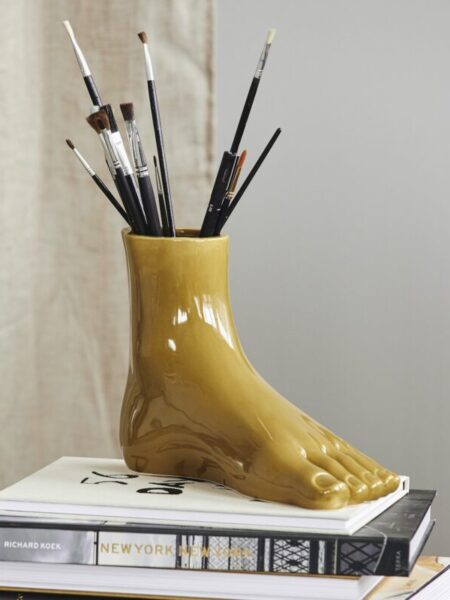 Vase formet som en fod "Aruba" gul - Nordal H: 19,5 cm