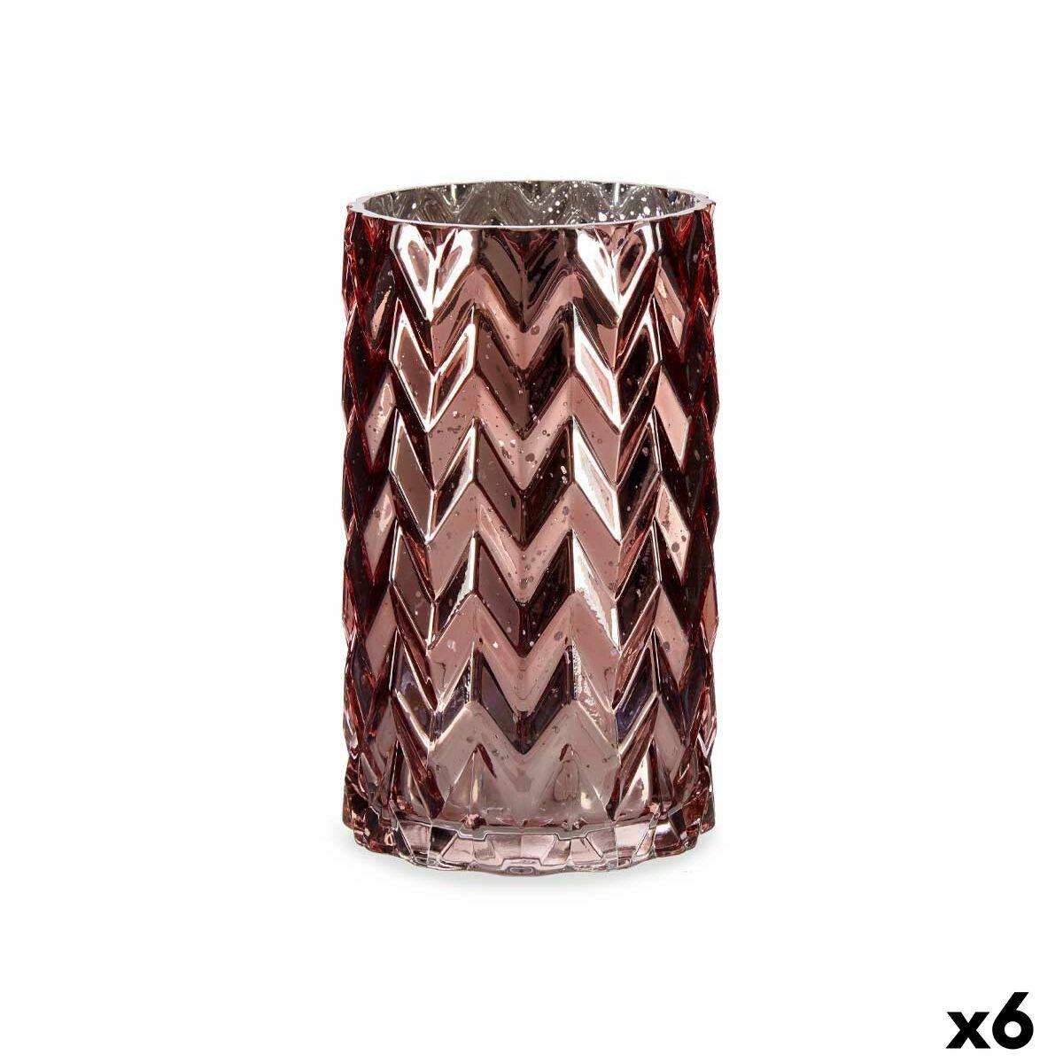 Vase glas - pink krystal, kobberlook, 11,3 × 19,5 cm (sæt af 6) Vase glas - pink krystal, kobberlook, 11,3 × 19,5 cm (sæt af 6)