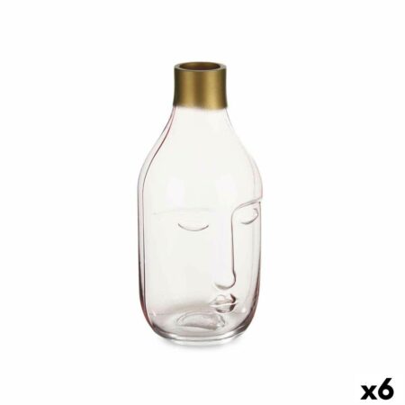 Vase glas pink med ansigtsmotiv 11 × 24,5 × 12 cm - (6 stk.)