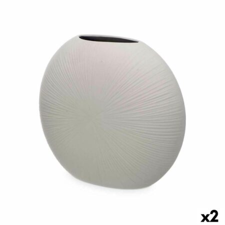 Vase - grå keramik, cirkulær, 36 × 34 × 16 cm (2 stk.)