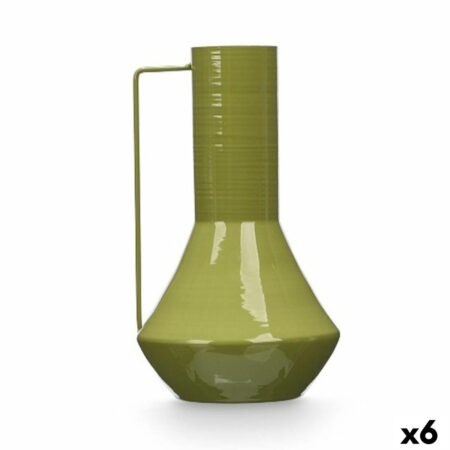 Vase grøn - jern, konisk, 17 × 29 × 7 cm (6 stk.)