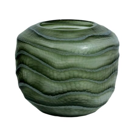 Vase - grøn krystal, moderne, 20 × 20 × 18 cm