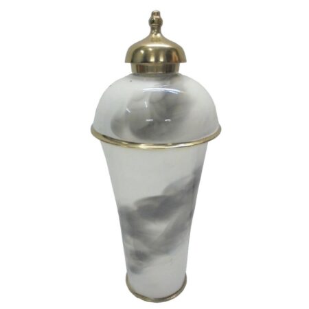 Vase - gylden aluminium og to-farvet jern, moderne, 17 × 17 × 41 cm