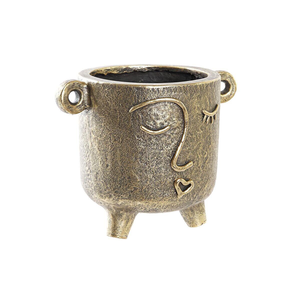 Vase - gylden magnesium, moderne ansigt, 33 × 23 × 25,5 cm Vase - gylden magnesium, moderne ansigt, 33 × 23 × 25,5 cm