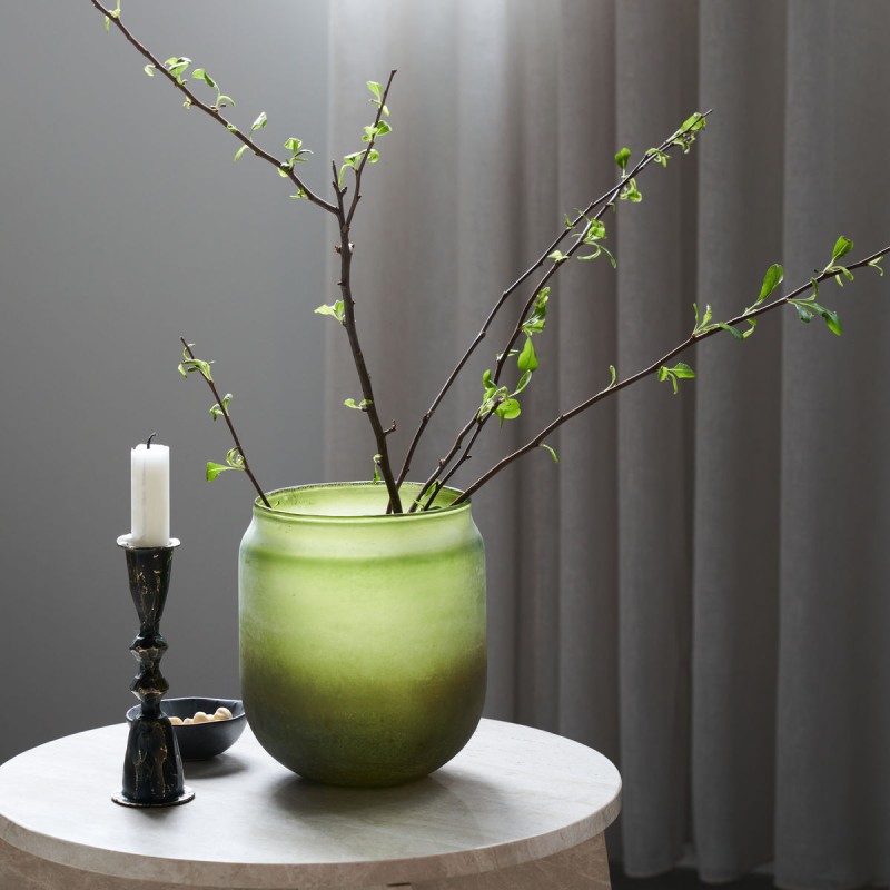Vase / hurricane "Dess" grønt mundblæst glas - House Doctor H: 17,5 Vase / hurricane "Dess" grønt mundblæst glas - House Doctor H: 17,5