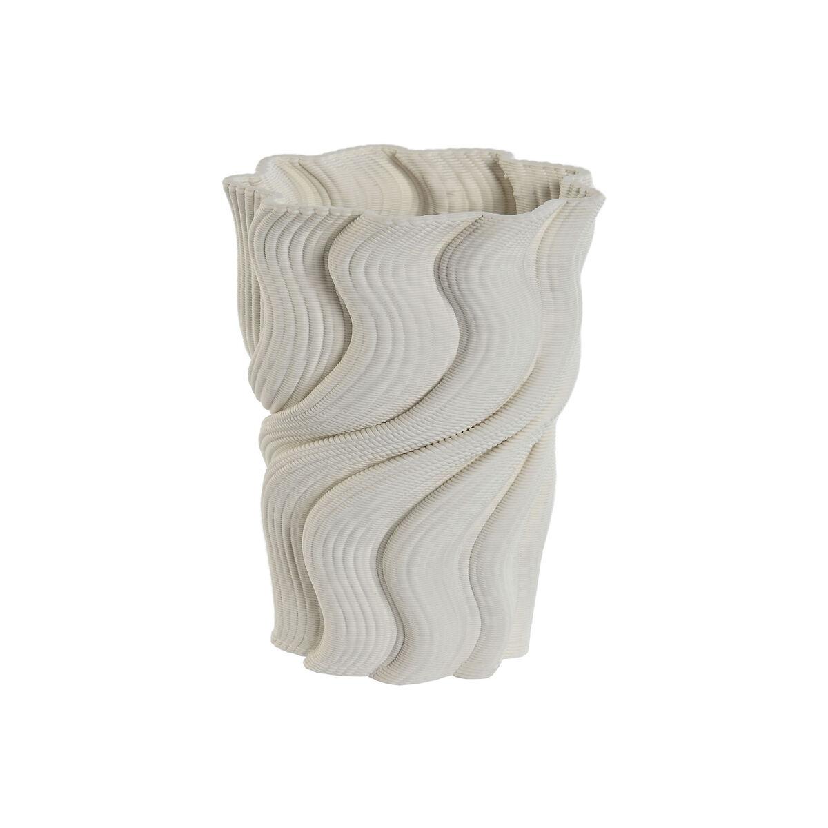 Vase - hvid stentøj, moderne, 14 x 14 x 19 cm Vase - hvid stentøj, moderne, 14 x 14 x 19 cm