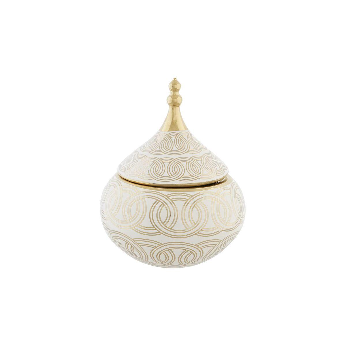 Vase - hvid/guld porcelæn, orientalsk mønster, 18 × 18 × 22 cm Vase - hvid/guld porcelæn, orientalsk mønster, 18 × 18 × 22 cm
