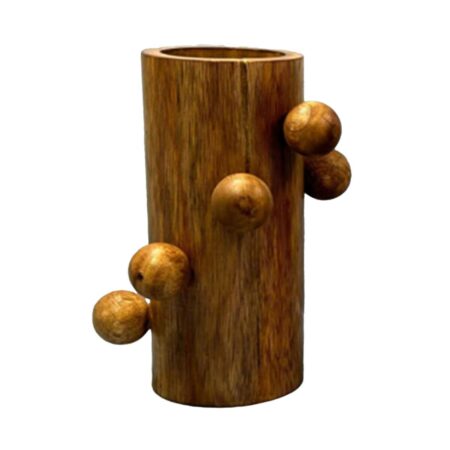 Vase i brun mangotræ - 16 × 16 × 23 cm