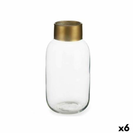 Vase i gennemsigtigt glas med gylden top 11,5 × 24 cm (6 stk.)