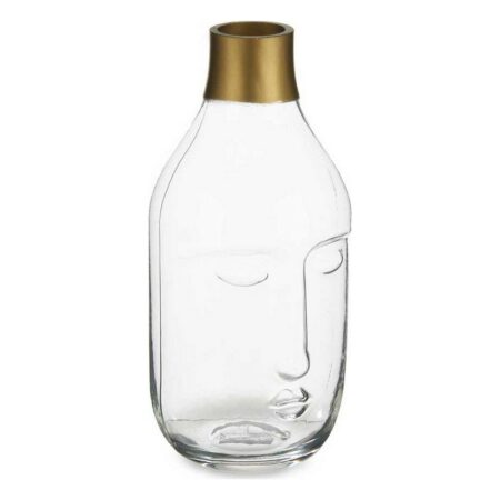 Vase i glas - ansigtsdesign, gennemsigtig 11 × 24,5 × 12 cm