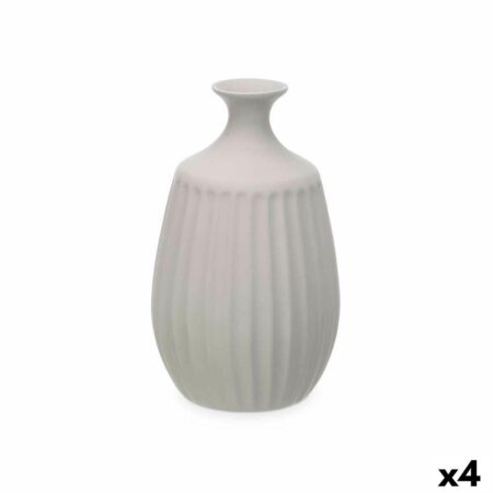 Vase i grå keramik med striber - 19 × 31 × 19 cm (4 stk.)