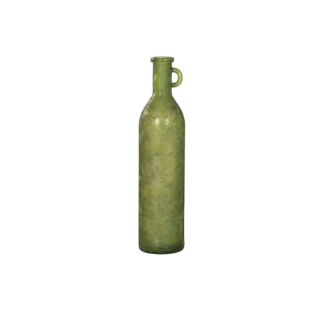 Vase i grøn genbrugsglas, ældet look - 18 × 18 × 75 cm