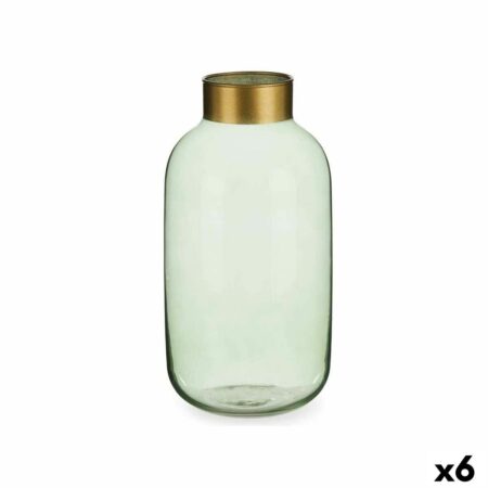 Vase i grønt og gyldent glas 14,5 × 29,5 cm (6 stk)