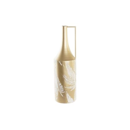 Vase i gylden metal, flødefarvet - tropisk blad, 21 x 21 x 71 cm