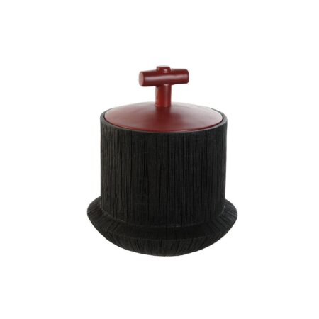Vase i harpiks - sort/rød, orientalsk, 22 × 22 × 25 cm